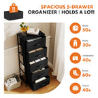 JIOABL 5-Drawer Fabric Dresser with Metal Frame and Wooden Top TV Stand - Perfect for Clothes, Living Room, Hallway, Entryway