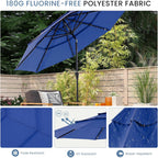 JIOABL 10FT Solar LED Patio Umbrella with Tilt & Vent, 32 LED Lights, 8 Ribs, UV-Resistant & Water-Resistant for Garden, Deck, Patio