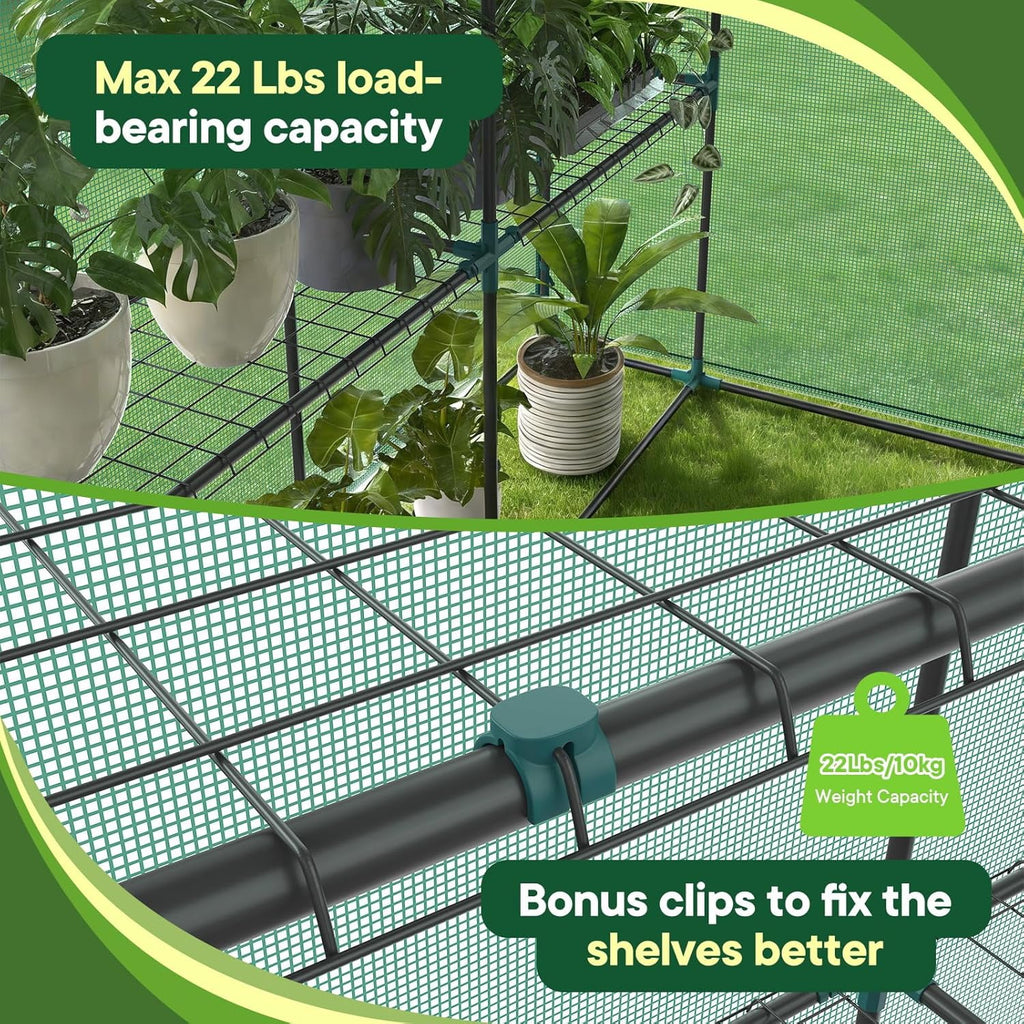 JIOABL Greenhouse with PE Cover, Portable Plant Grow House with Zipper Door & Steel Frame for Indoor Outdoor Garden