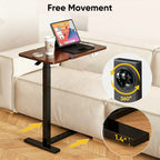 JIOABL Adjustable Overbed Bedside Table with Hidden Wheels for Hospital