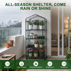 JIOABL 4-Tier Mini Greenhouse with Clear PVC Cover & Wheels, Portable Plant Grow House with Zipper Door, Steel Frame for Indoor & Outdoor Garden, Clear