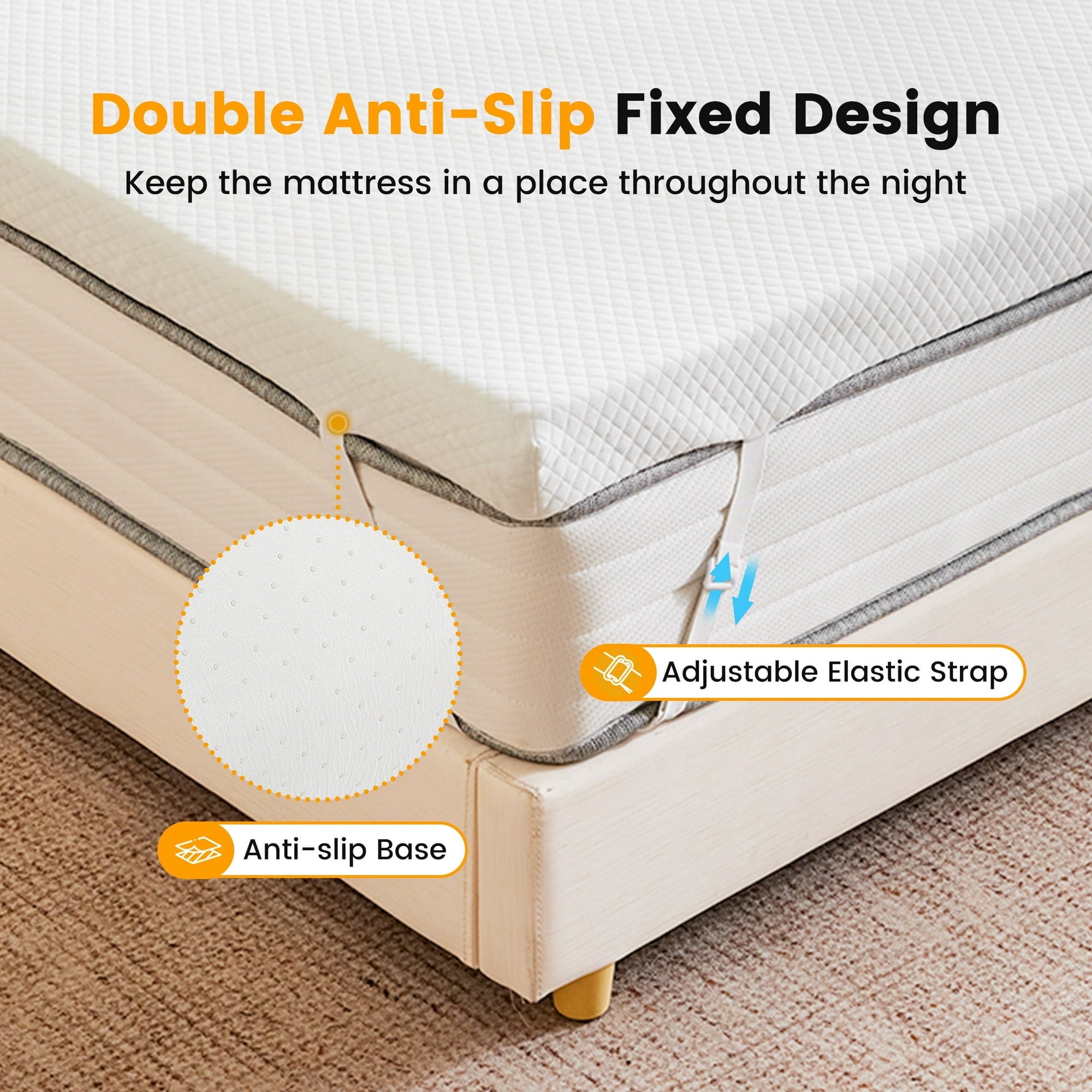 JIOABL Cooling Gel Memory Foam Mattress Topper for Relieve Back Pain, Ventilated Design, CertiPUR-US Certified, Removable Plush Cover