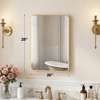 JIOABL Square with Rounded Corners Bathroom Mirror, Aluminum Wall-Mounted Tempered Glass Mirror - Perfect for Bathroom, Bedroom & Living Room
