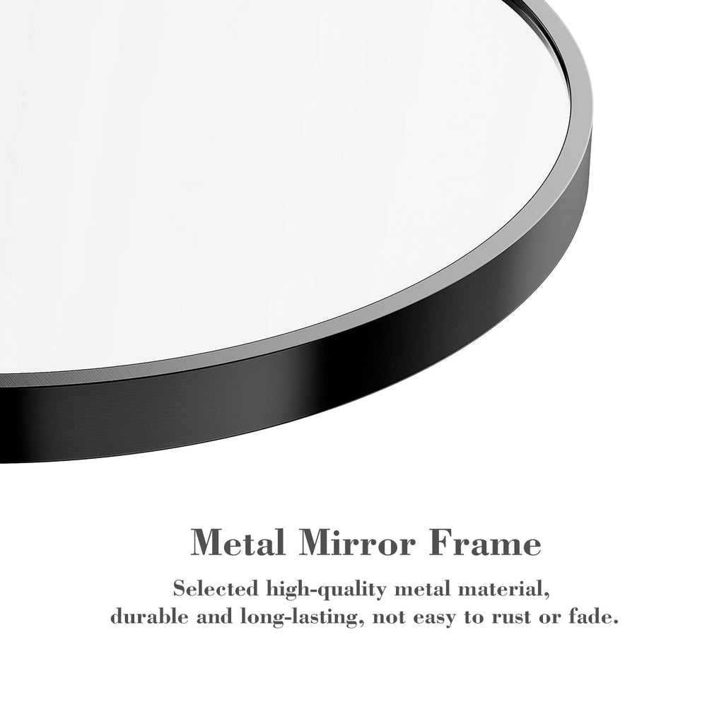 JIOABL Round Mirror, Metal Frame Wall Mirror for Entryway, Bathroom, Vanity, Living Room, Modern Circular Mirro