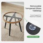 JIOABL Outdoor Bistro Set, Wicker Chairs & Glass Top Table for Patio, Balcony, Porch, Backyard