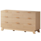 JIOABL Wood Dresser with Fluted Panel Design, Modern Storage Cabinet for Bedroom, Living Room, Hallway, Natural Oak