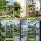 JIOABL Greenhouse with PE Cover, Portable Plant Grow House with Zipper Door & Steel Frame for Indoor Outdoor Garden