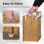 JIOABL Laundry Hamper with Lid, Clothes Hamper with Removable Liner Bags, Synthetic Rattan Laundry Basket for Clothes Toys in Bathroom Bedroom