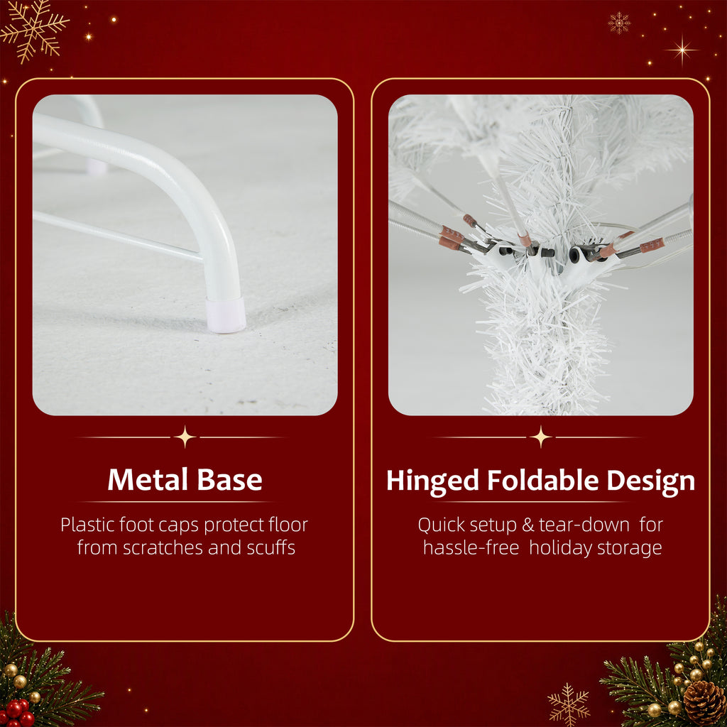 JIOABL Pre-Lit Artificial Christmas Tree, Pre Strung LED Lights, Indoor Xmas Holiday Decor with Metal Stand