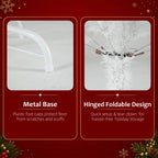 JIOABL Pre-Lit Artificial Christmas Tree, Pre Strung LED Lights, Indoor Xmas Holiday Decor with Metal Stand