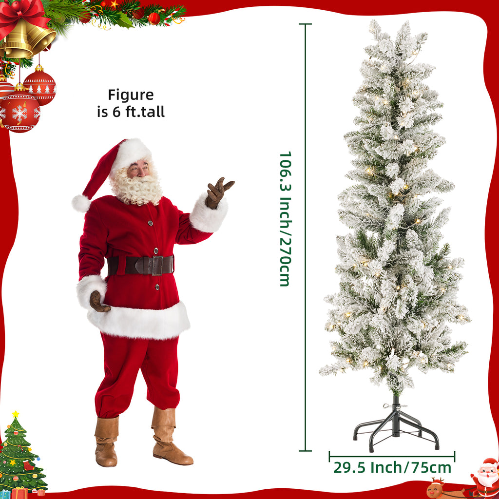 JIOABL Pre-Lit Fraser Fir Pencil Artificial Christmas Tree, Offering 8 Warm Light Modes