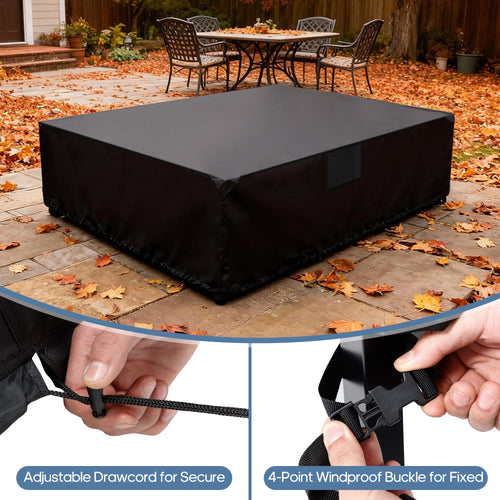 JIOABL 108" 600D Oxford Fabric Outdoor Furniture Cover - PVC-Coated, Waterproof & UV-Resistant for Sectional & Rectangular Patio Sets, Snap-Button Closure