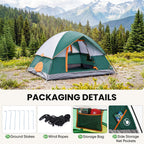 JIOABL Dome Camping Tent, Waterproof Polyester with Rainfly, Easy Setup, Ventilated Windows & Skylights, Portable Backpacking Tent