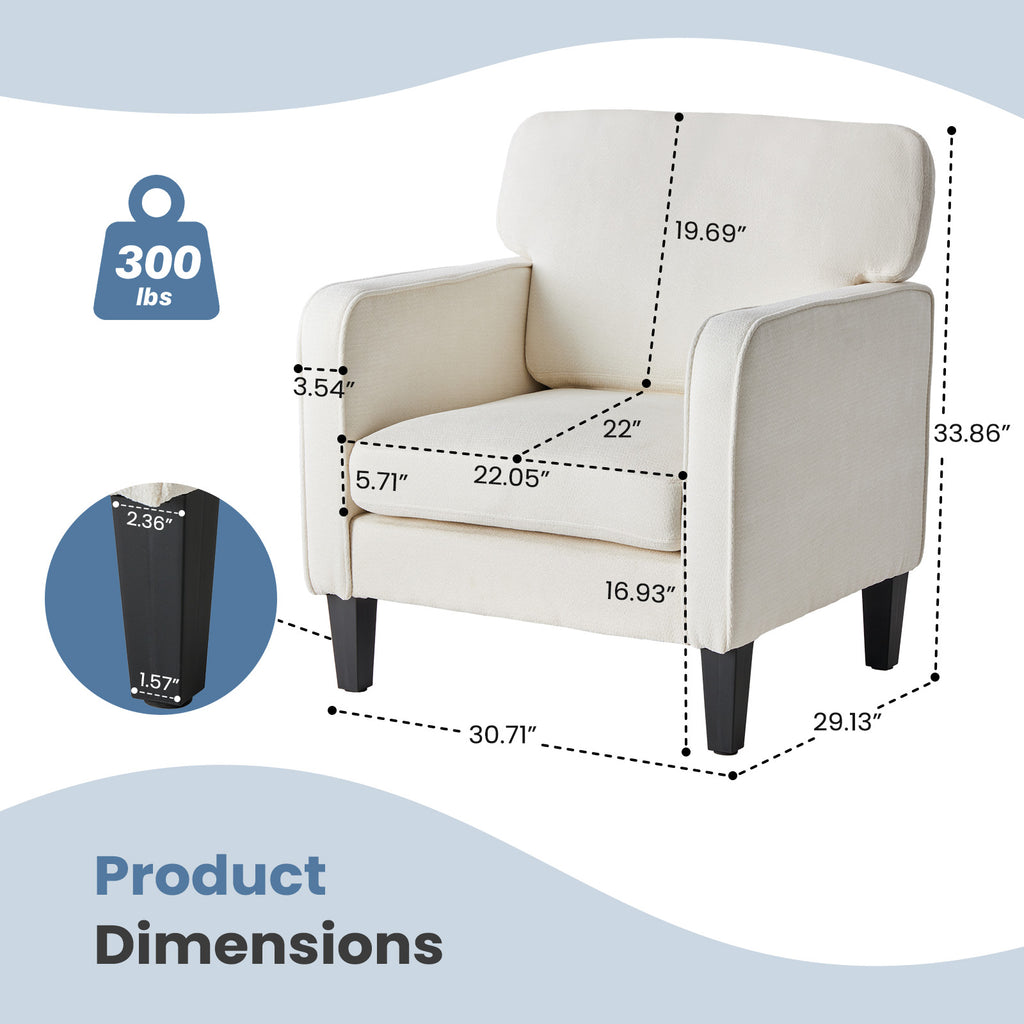 JIOABL Modern Accent Chair with Armrest, Comfortable Lounge Chair for Living Room and Bedroom