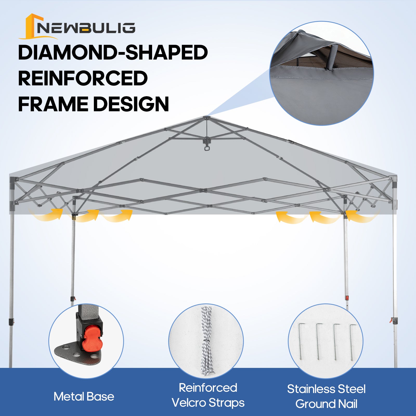 JIOABL 10x10ft One-Touch Instant Canopy, Waterproof, UV-Resistant, Heavy-Duty & Corrosion-Proof for Effortless Outdoor Shelter, White