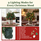 JIOABL Lighted Christmas Urn Filler, 24 in Artificial Pine Branches with 50 Warm White LEDs, 8 Modes and Timer, Indoor Outdoor Decor