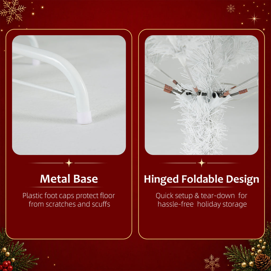 JIOABL Pre-Lit Artificial Christmas Tree, Pre Strung LED Lights, Indoor Xmas Holiday Decor with Metal Stand