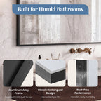 JIOABL Rectangular Shatterproof Tempered Glass Mirror, Aluminum Alloy Frame for Bedroom, Hallway, Living Room