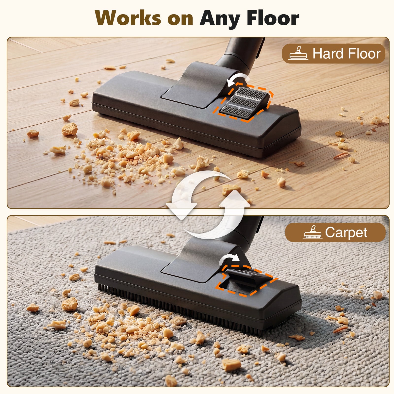 JIOABL Ultra-Convenient Vacuum Cleaner | 16KPA Suction, Auto Retractable Cord, 1.8L Large Dust Cup, Full No-Blind-Spot Cleaning for Floors & Stairs