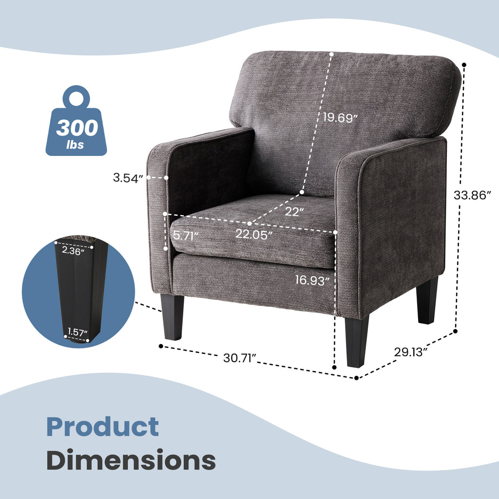 JIOABL Modern Accent Chair with Armrest, Comfortable Lounge Chair for Living Room and Bedroom