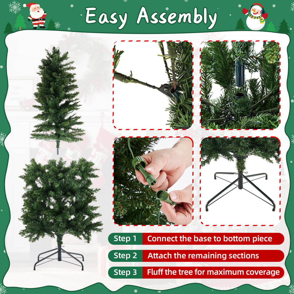 JIOABL Pre-Lit Fraser Fir Pencil Artificial Christmas Tree, Offering 8 Warm Light Modes