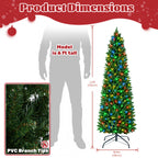 JIOABL Pre-Lit Fraser Fir Pencil Artificial Christmas Tree, Premium Multicolor LED Lights
