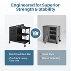 JIOABL 3-Drawer Mobile File Cabinet - Stylish Rolling Storage Solution with Open Shelf for Home Office