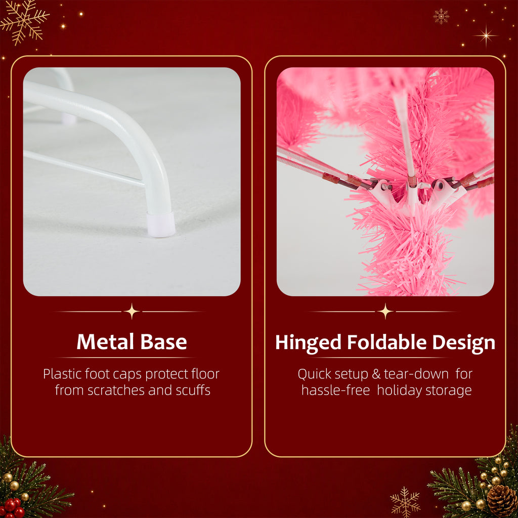 JIOABL Pre-Lit Artificial Christmas Tree, Pre Strung LED Lights, Indoor Xmas Holiday Decor with Metal Stand