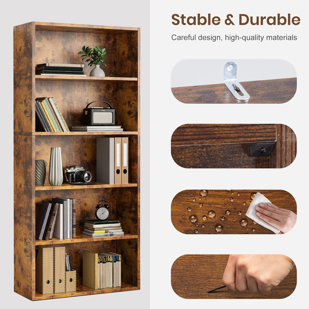 JIOABL Bookcase, 53 Inch Large Storage Tall Standing Bookshelf with Adjustable Shelves for Home Office, Living Room, Bed Room