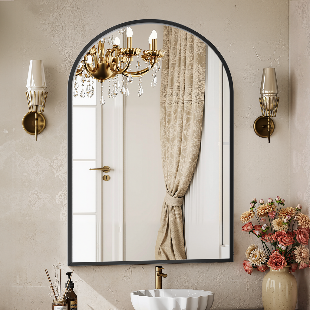 JIOABL Arched Shatterproof Bathroom Mirror, Tempered Glass, 2 Sided Anti-Rust for Vanity Wall Decor,