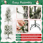 JIOABL Pre-Lit Fraser Fir Pencil Artificial Christmas Tree, Offering 8 Warm Light Modes