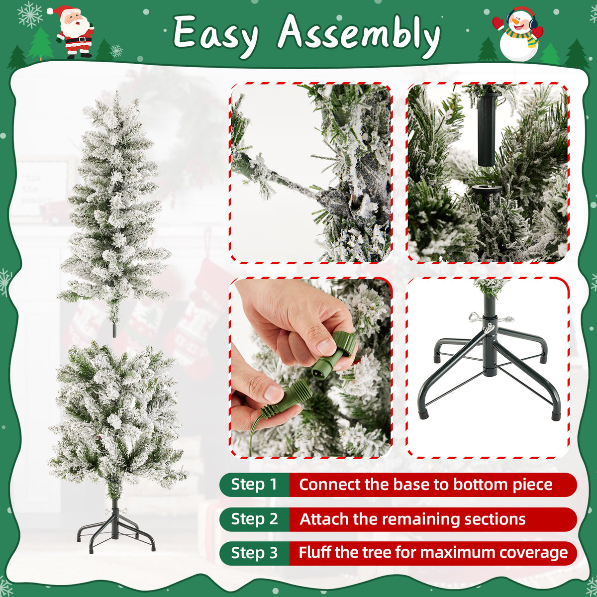 JIOABL Pre-Lit Fraser Fir Pencil Artificial Christmas Tree, Offering 8 Warm Light Modes