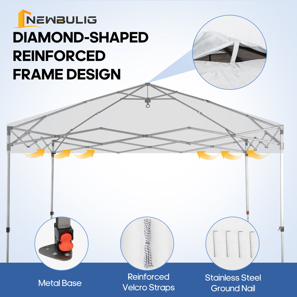 JIOABL 10x10ft One-Touch Instant Canopy, Waterproof, UV-Resistant, Heavy-Duty & Corrosion-Proof for Effortless Outdoor Shelter, White