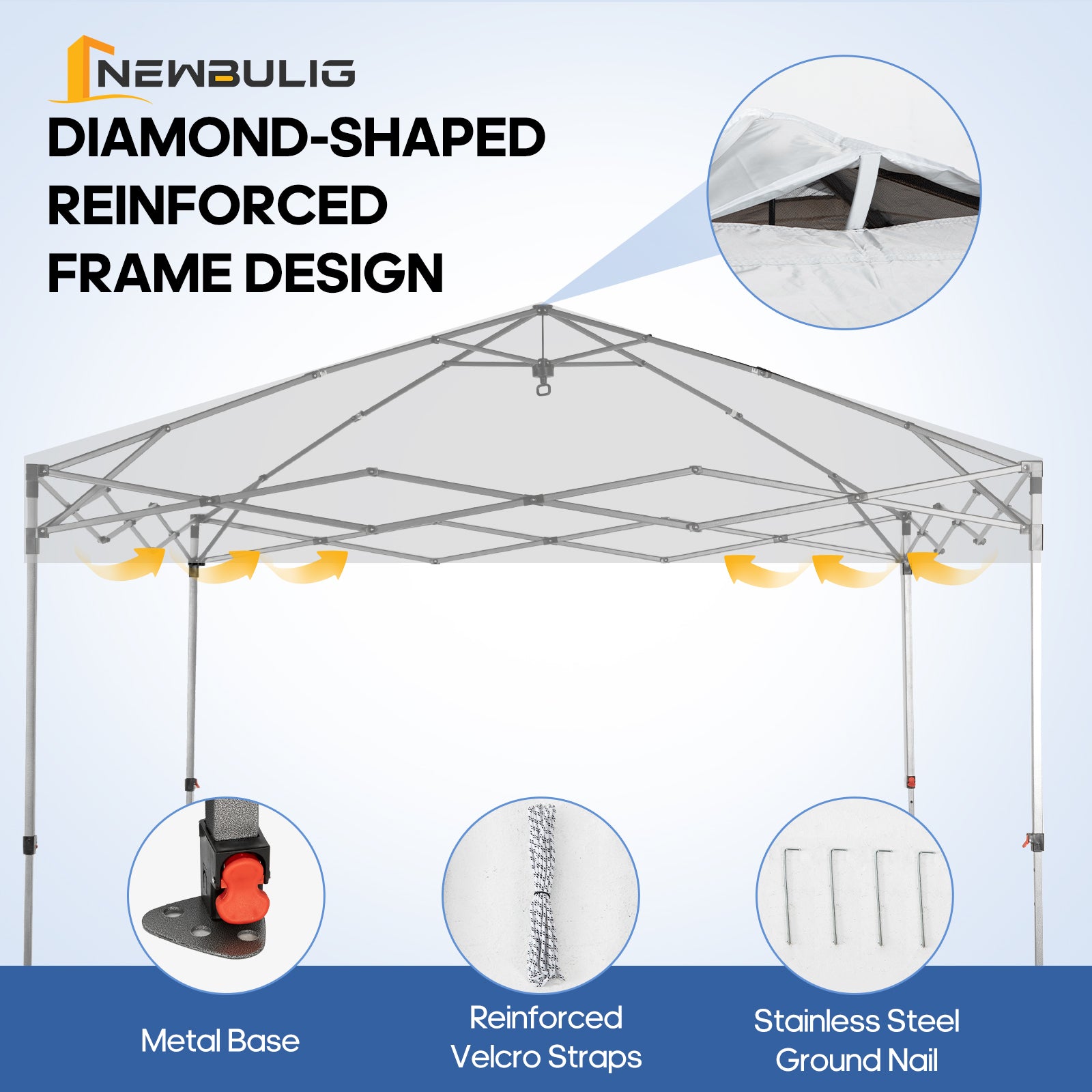 JIOABL 10x10ft One-Touch Instant Canopy, Waterproof, UV-Resistant, Heavy-Duty & Corrosion-Proof for Effortless Outdoor Shelter, White