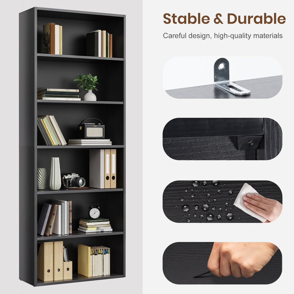 JIOABL Bookcase, 53 Inch Large Storage Tall Standing Bookshelf with Adjustable Shelves for Home Office, Living Room, Bed Room