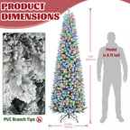 JIOABL Pre-Lit Fraser Fir Pencil Artificial Christmas Tree, Premium Multicolor LED Lights