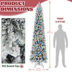 JIOABL Pre-Lit Fraser Fir Pencil Artificial Christmas Tree, Premium Multicolor LED Lights