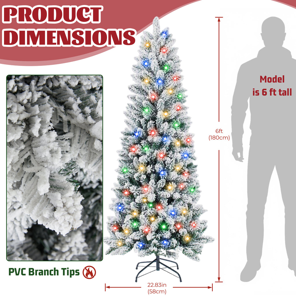 JIOABL Pre-Lit Fraser Fir Pencil Artificial Christmas Tree, Premium Multicolor LED Lights