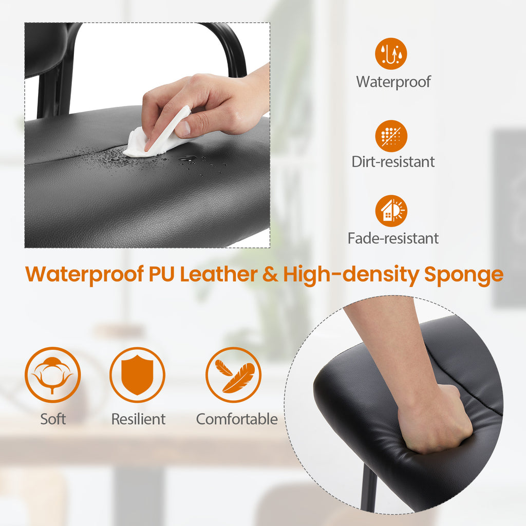 JIOABL Waiting Room Chairs No Wheels, Leather Stationary Office Reception Guest Chair with Padded Arms for Elderly Desk Conference Room Lobby Table Side Salon