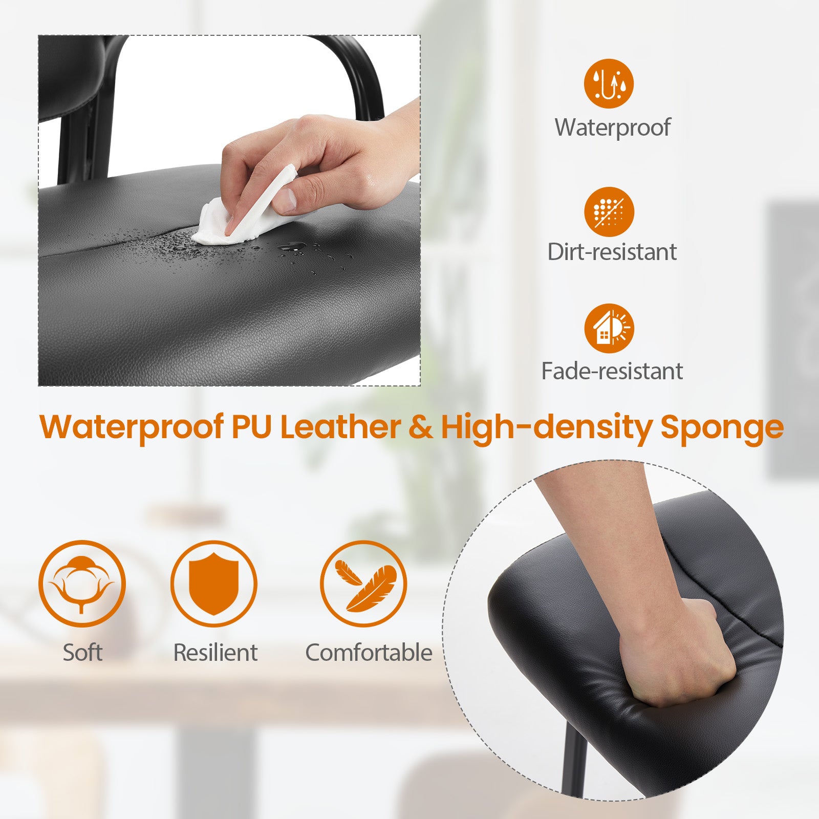 JIOABL Waiting Room Chairs No Wheels, Leather Stationary Office Reception Guest Chair with Padded Arms for Elderly Desk Conference Room Lobby Table Side Salon