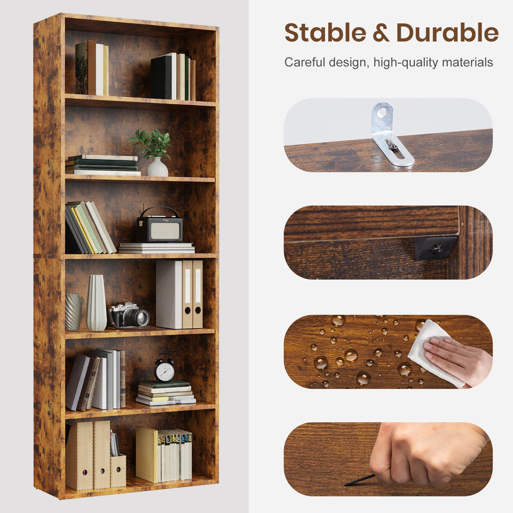 JIOABL Bookcase, 53 Inch Large Storage Tall Standing Bookshelf with Adjustable Shelves for Home Office, Living Room, Bed Room
