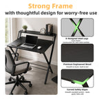 JIOABL No Assembly Folding Desk with Shelf – 2-Tier Compact Space-Saving Laptop Computer Table, Portable Study Workstation for Small Apartment, Dorm, Bedroom & Home Office