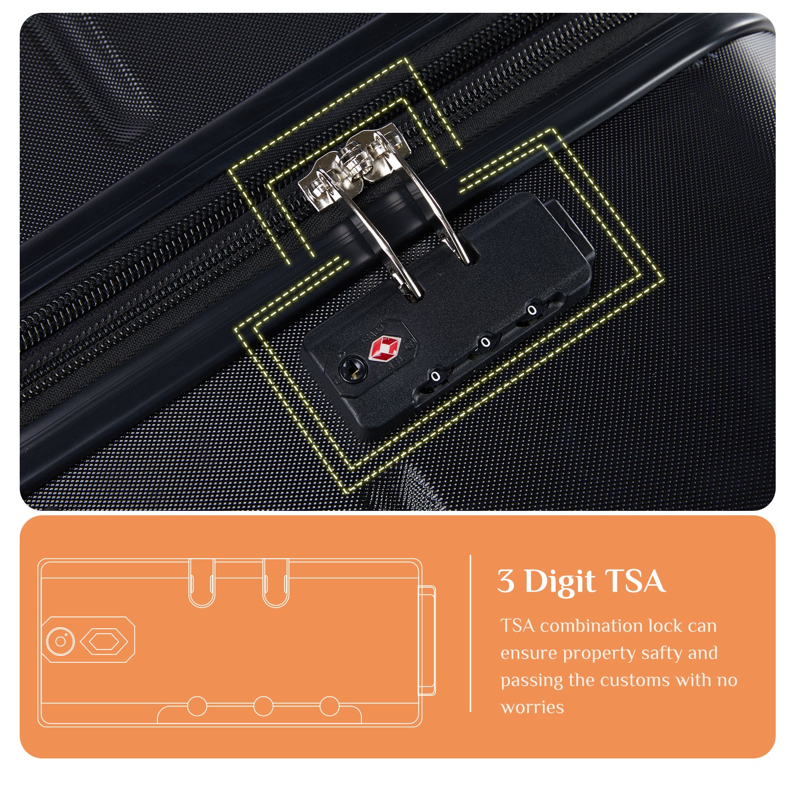 JIOABL Carry on Luggage, Hard Shell ABS Suitcase with Double Spinner Wheels, Lightweight Expandable Rolling Suit Case with TSA Lock