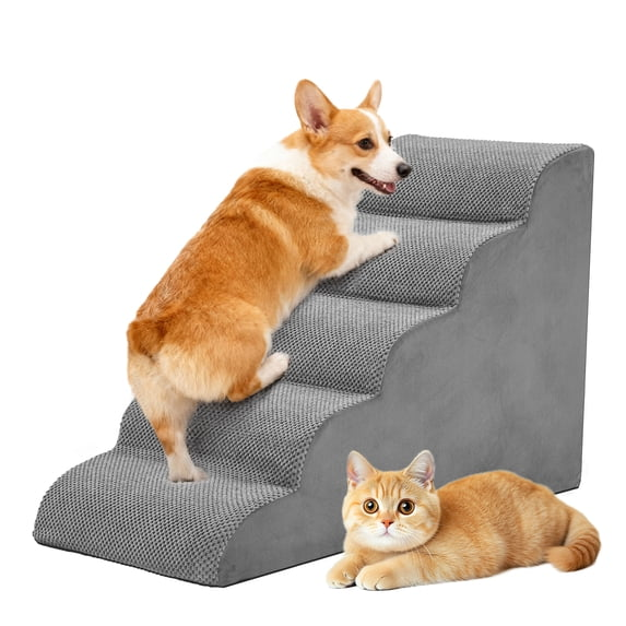 JIOABL 3-Step 13″ Dog Stairs, Right-Angle Design, High-Density Foam, Machine Washable Cover for Beds, Sofas, Cars, Indoor & Outdoor