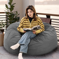 JIOABL 4FT Sofa Bean Bag Chair, Oversized Beanbag for Adults with Soft Removable Cover,Dark Gray
