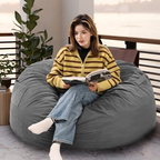 JIOABL 4FT Sofa Bean Bag Chair, Oversized Beanbag for Adults with Soft Removable Cover,Dark Gray