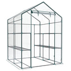 JIOABL 3-Tier Walk-In Greenhouse with PVC Cover, Roll-Up Zipper Door & Side Windows, Steel Frame, Outdoor Plant Greenhouse for Garden, Patio, Glear