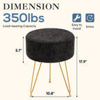 JIOABL Ottoman Foot Stool & Vanity Stool, 350lbs Capacity, Thick Cushion, Gold Metal Legs, for Bedroom & Living Room