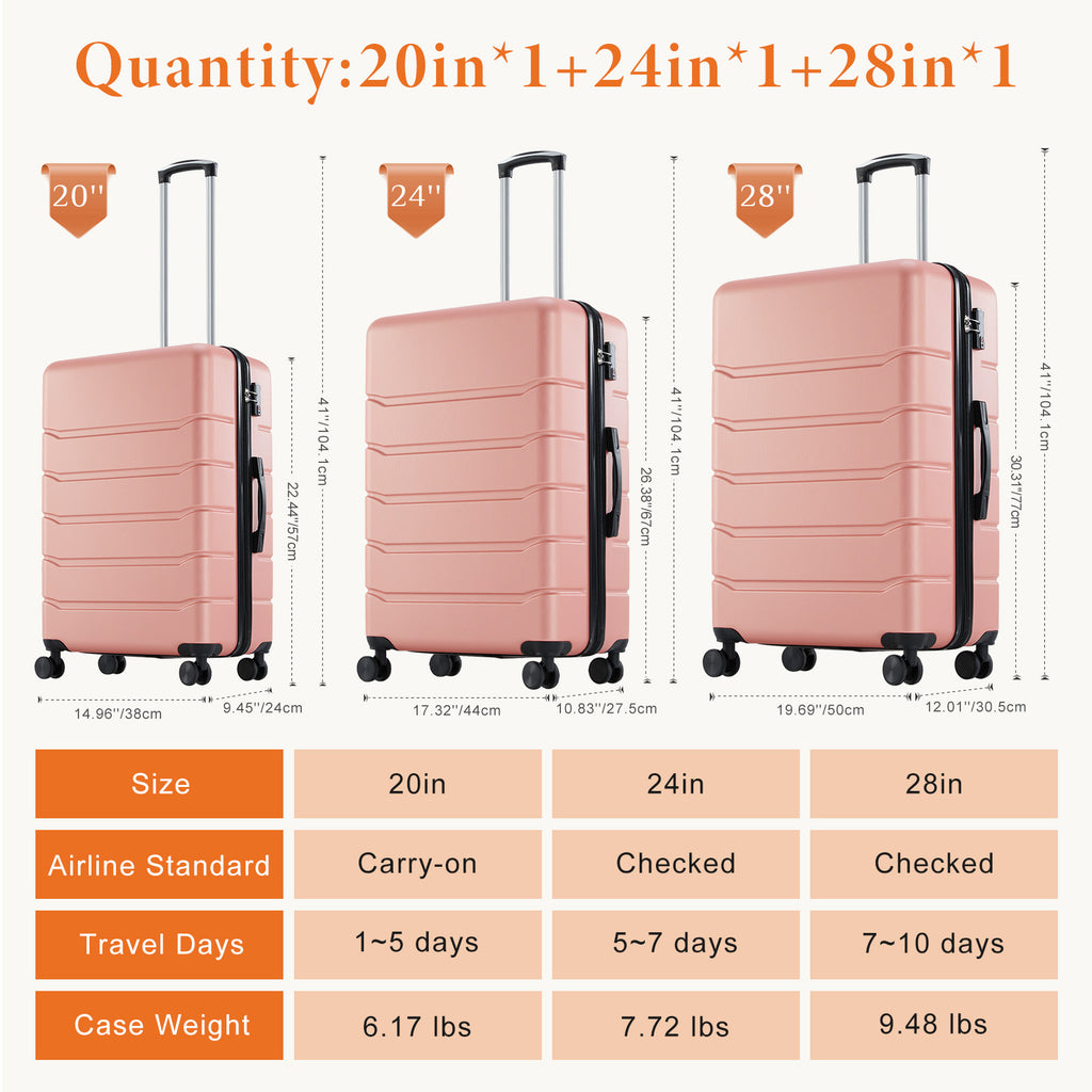 JIOABL Carry on Luggage, Hard Shell ABS Suitcase with Double Spinner Wheels, Lightweight Expandable Rolling Suit Case with TSA Lock