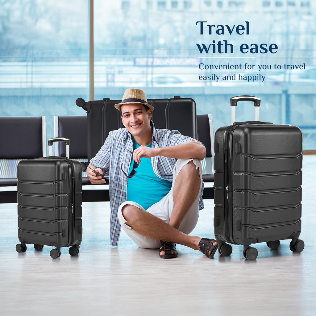 JIOABL Carry on Luggage, Hard Shell ABS Suitcase with Double Spinner Wheels, Lightweight Expandable Rolling Suit Case with TSA Lock